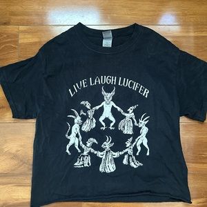 Live Laugh Lucifer Demon Black Metal Punk Goth Black Tshirt Size Small
